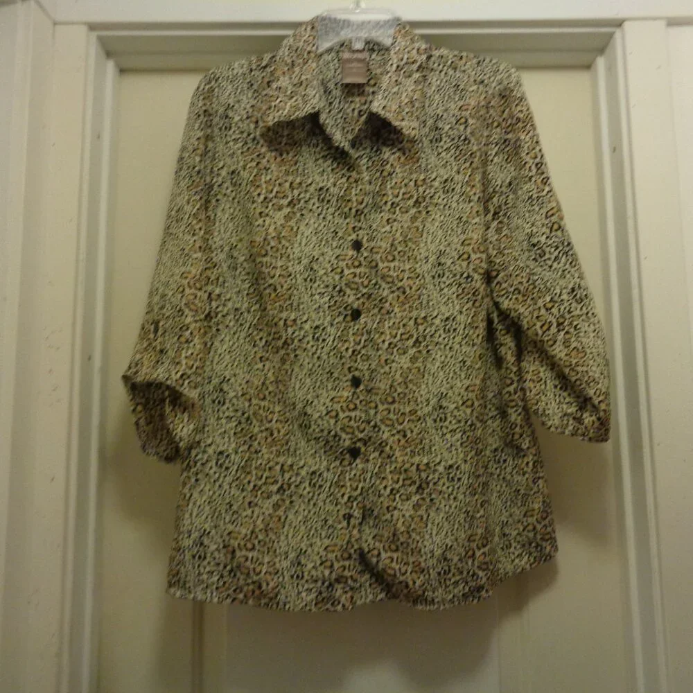 ANIMAL WILD PRINT SHIRT BLOUSE 2 x 18/20 W